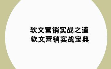 软文营销实战之道 软文营销实战宝典